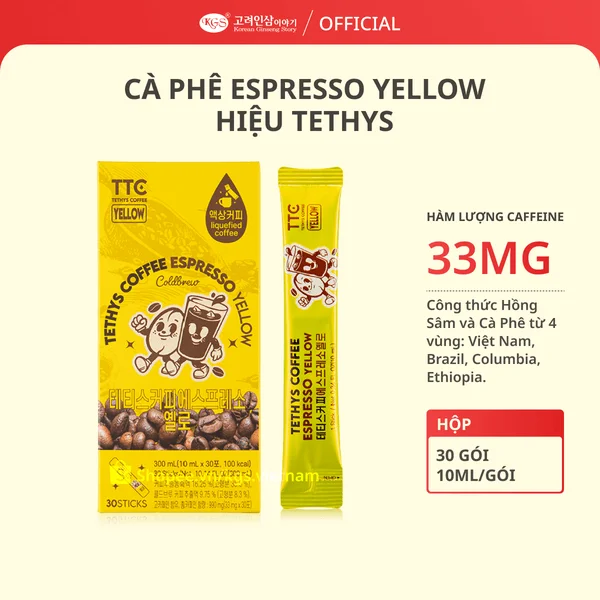 Cà phê Espresso Yellow hiệu Tethys - Hộp 30 gói